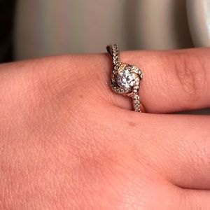 Silver and gold flower ring.